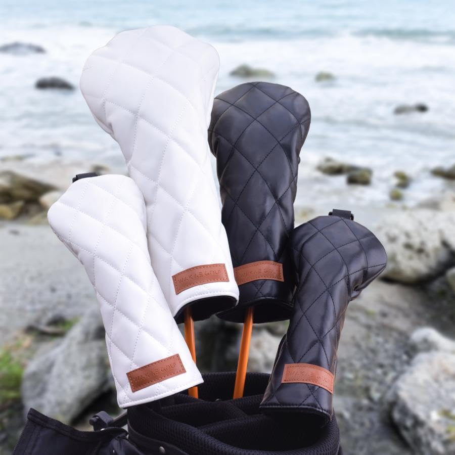 Waterproof Golf Headcover Set for and UT Fits 440cc and 460cc Solid Diamond Design 1 Black UT Drivers, Woods, Utilities, Clubs, Drivers, (Includes