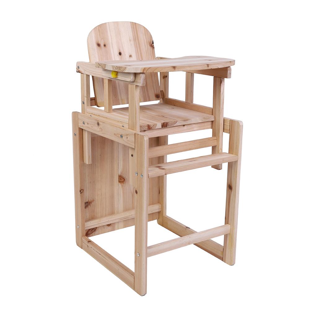 Baby Feeding Chair & Table Set Solid Wooden Detachable Highchair with Adjustable Tray