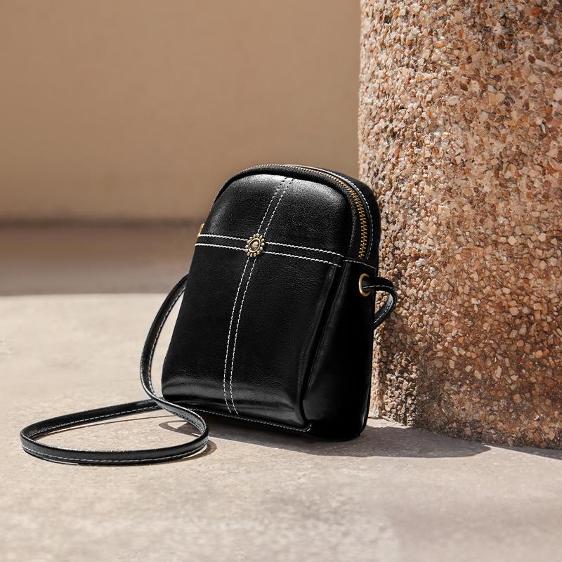 

Genuine Leather Women s Bag 2025 New Fashion Casual Phone Bag Versatile Genuine Leather Crossbody Bag Cowhide Large Capacity Shoulder Bag Upper Length13CM/Lower Le