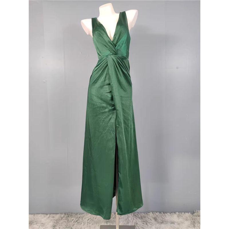 Foreign Trade Order Lu's Sexy V-neck Slim fit Slimming Sheath Fashion Summer New Velvet White Formal Dress Dress