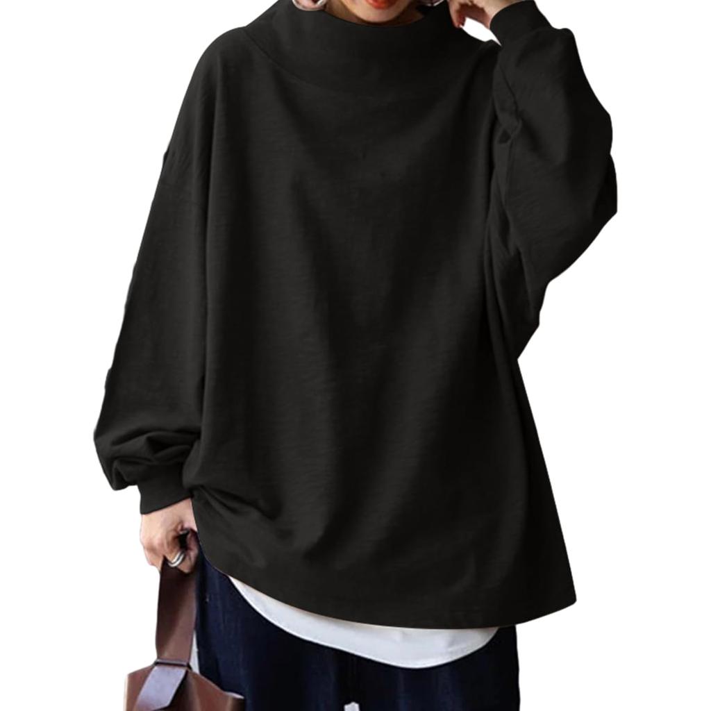ORWZDCO High Solid Layered Loose Oversized Perfect for Winter Women's Sweatshirt, Neck, Sportswear, Color, Cute, Lazy, Look, Simple, Fit, Casual,