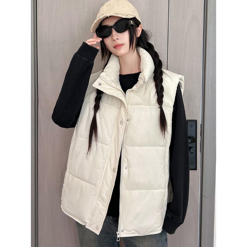 

Новая женская легкая куртка без рукавов со стойкой, однотонная, утолщенная теплая спортивно-повседневная свободная куртка-фонарик из хлопка M