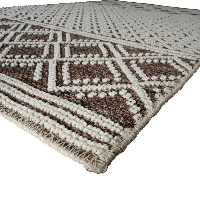 Tapis moderne à motif croisillons en relief brun 160x230
