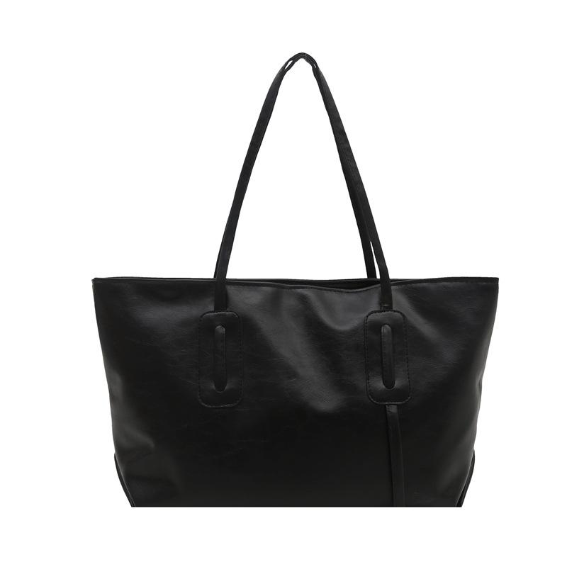 Retro large-capacity bag women's 2025 new simple casual shoulder bag college student class bag tote bag