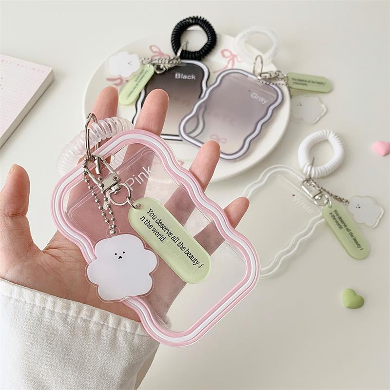Soft Silicone Card Holder With Elastic Rope Pendant Photocard Holder Idol Photo Display Storage Protect Cover Keychain Bag Charm