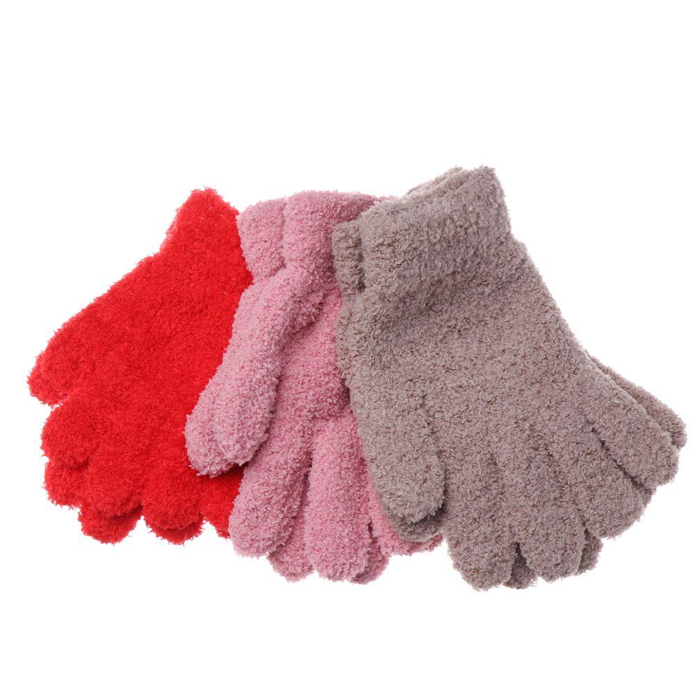 Hot Sale Winter Baby Lovely Soft Warm Kids Gloves Coral Plush Mittens Candy Color Full Fingers