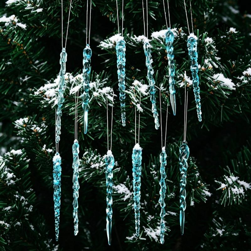 Christmas ice strip Christmas tree pendant Transparent icicle scene props Hanging Christmas decorations