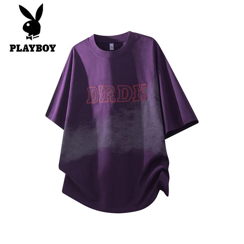 

PLAYBOY Men s Gradient Letter Print Ice Silk T-Shirt M