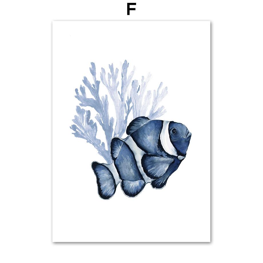 Whale Dolphin Crab Fish Octopus Seahorse Coral Ocean Posters And Prints Canvas Painting Wall Art Pictures Kids Room Home Decor