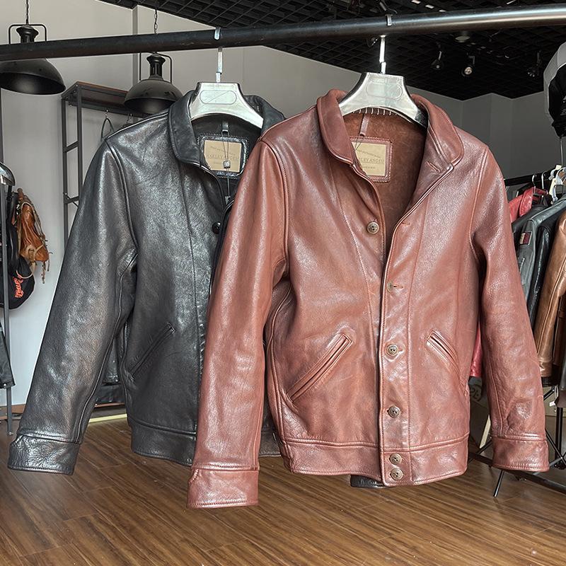 Einstein Jacket Fattened Plus Size Leather Leather Jacket Men's Locomotive Ami Kaji Goat Leather Jacket