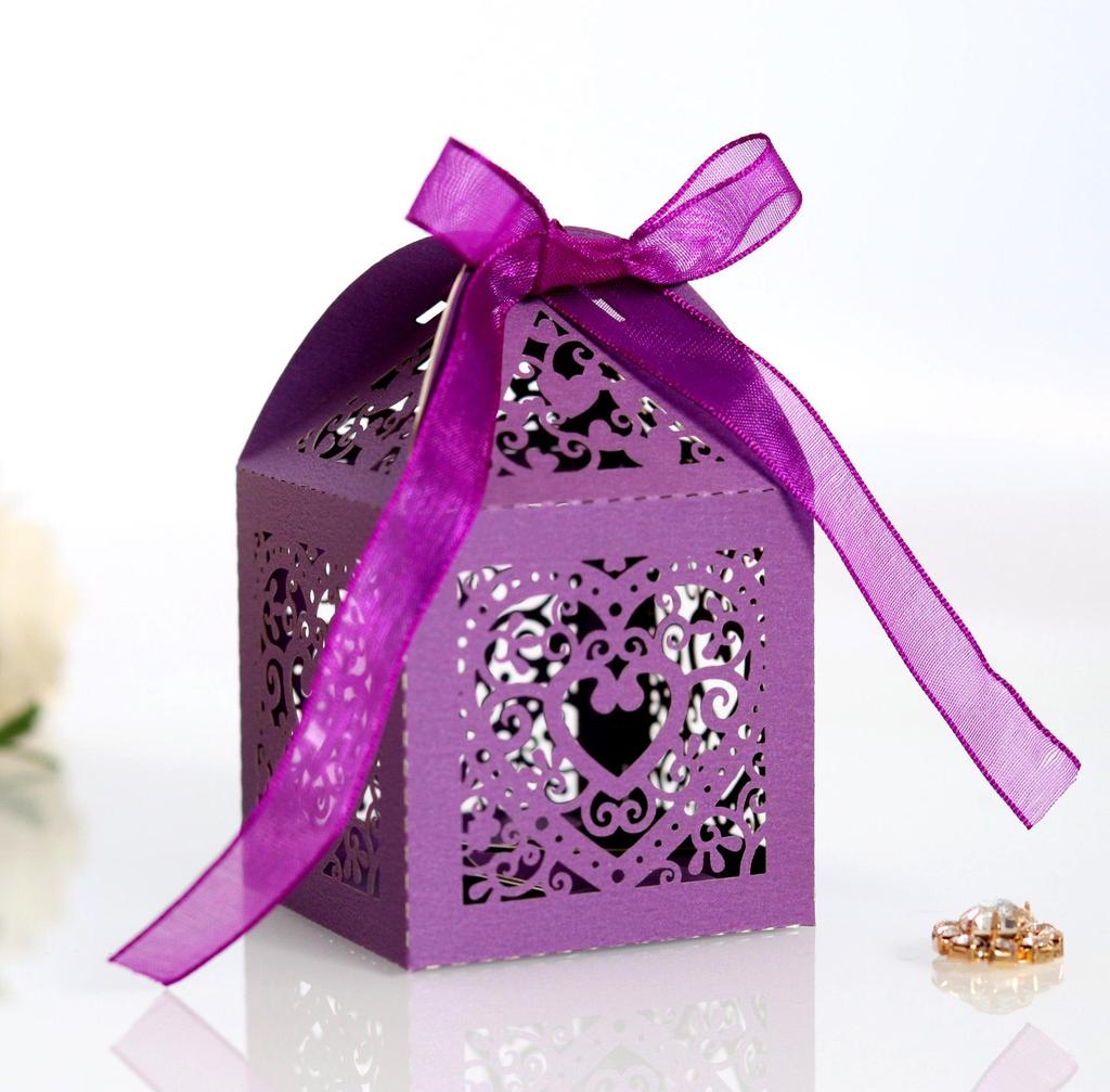 Ivory Heart-Shaped Wedding Candy Box for Chocolates