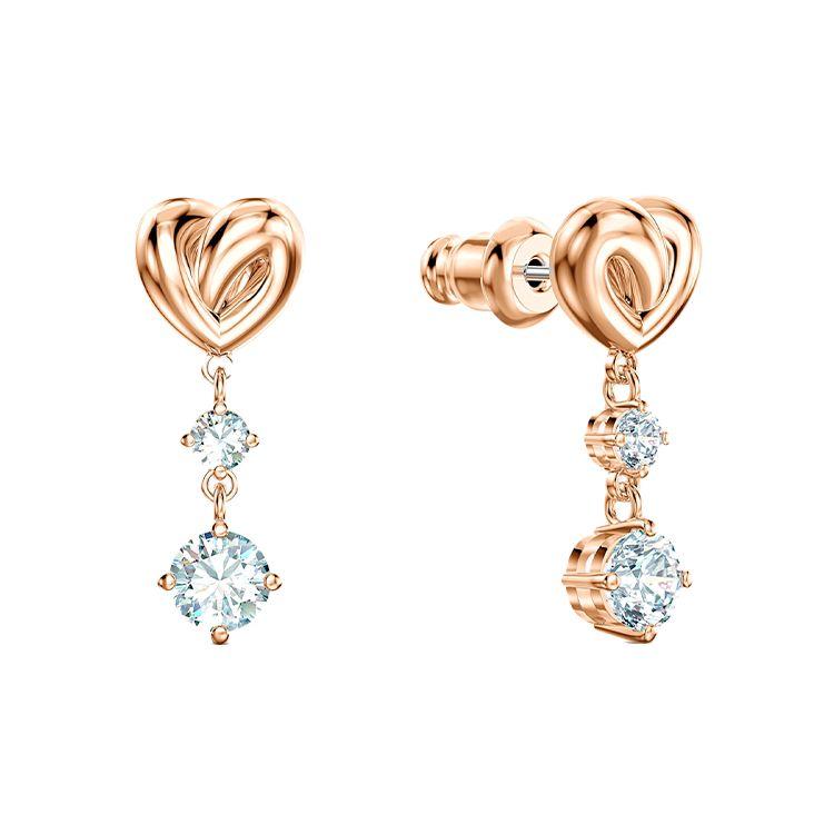 Swarovski Lifelong Heart Love Sparkling Romantic Knot Earrings Women Earrings White Rose-Gold 5517942