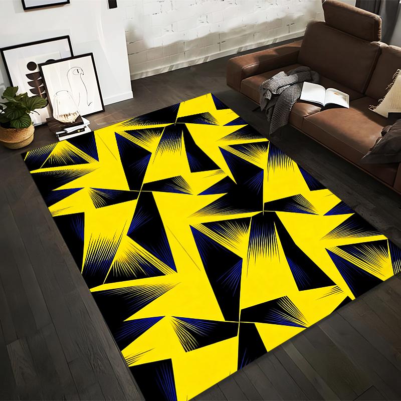 

Geometric Yellow, Black, and Blue Abstract Pattern Carpet Design Suitable for use as an anti-slip for living room bedroom sofas 40x60cm( 15x23in )