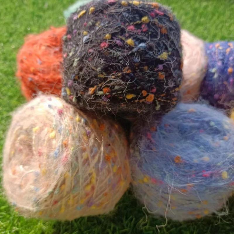 Ręcznie robiony pleciony tęczowy fasolka cukrowa moherowy nić do szalika DIY, domowa torba sweter czapka, ręcznie mieszana włóczka kłębek szydełkowanie 50g