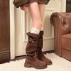 Temperament trousers long boots women's French boots versatile boots stacked thin round head British style autumn and winter new models