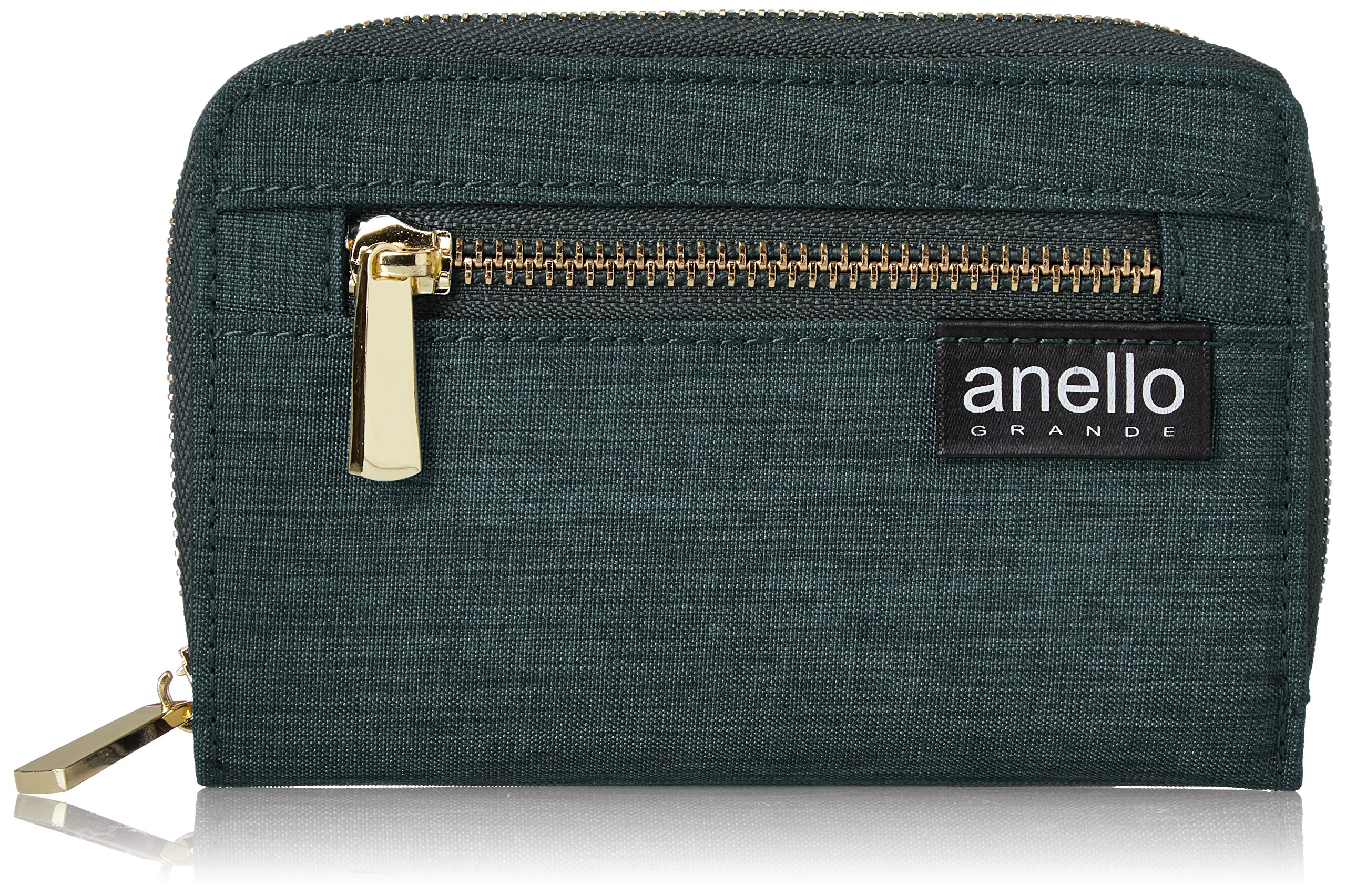

Faux Leather Wallet LS Slightly Glossy Heathered Poly Fold Wallet Dark Green [Anello Grande] Women s GJ-H2404 GJ-H2404