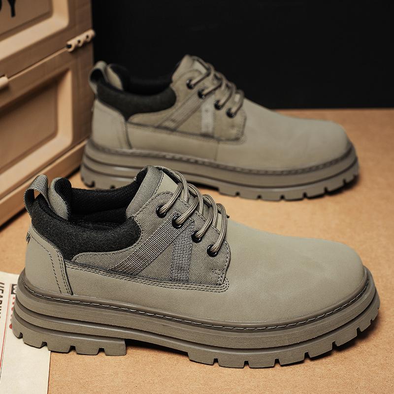 

Мужские туфли на шнуровке с низким вырезом, многофункциональные, с круглым носком, модные кожаные, новая обувь, популярные и универсальные мужские туфли с нескользящей подошвой 38 серый