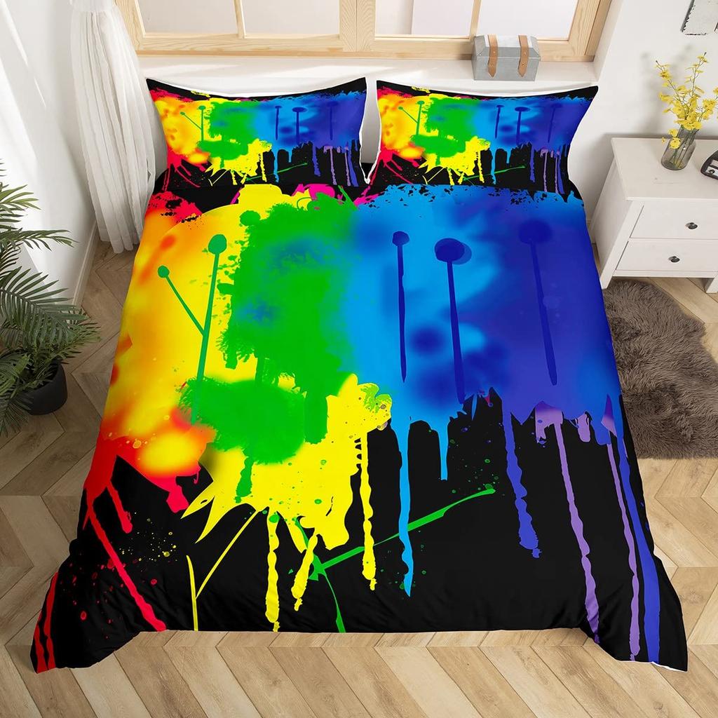 Love Is Love Duvet Cover Rainbow Bedding Set Pride For Love Theme Romantic Comforter Cover Colorful Cartoon Car Bedspread Cover
