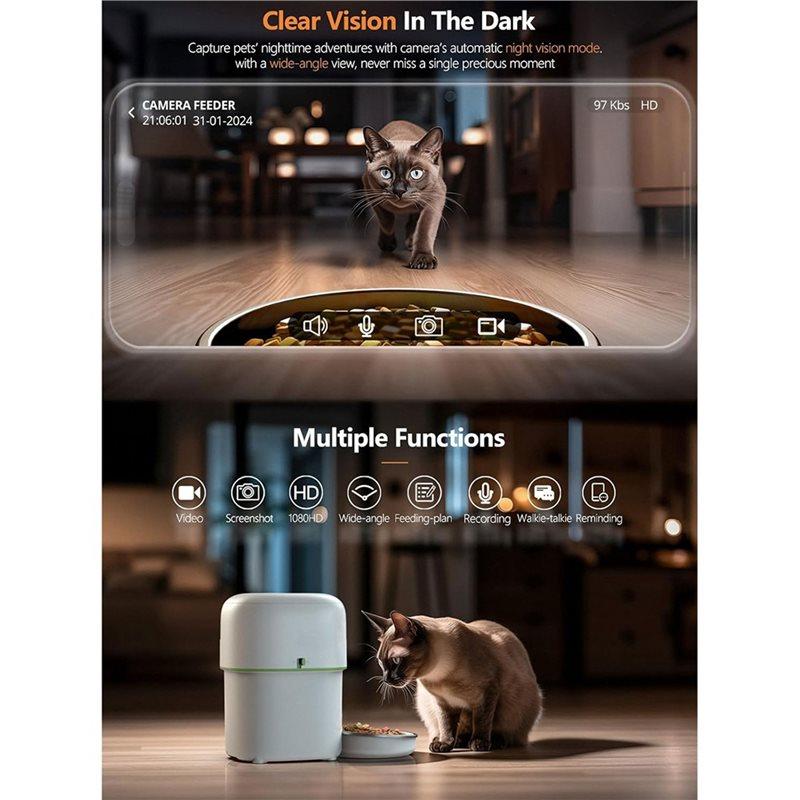 A25F-1080P HD Camera Automatic Cat Feeder With 5Gwifi Pet Cat Smart Food Kibble Dispenser Feeder For Cats Dog