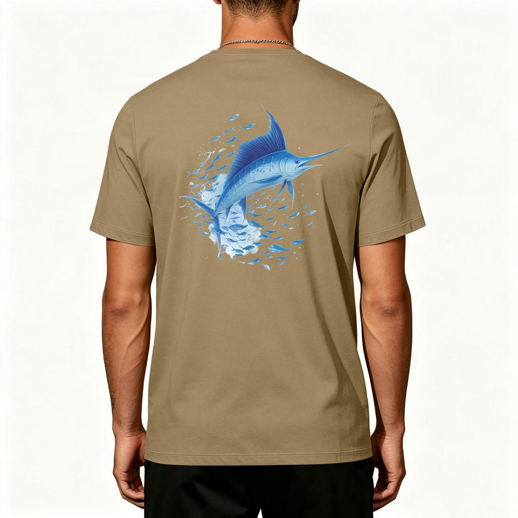 Men's 50 Plus Sun Stretch Short Sleeve T Shirt for Outdoor Fishing and Sports Activities