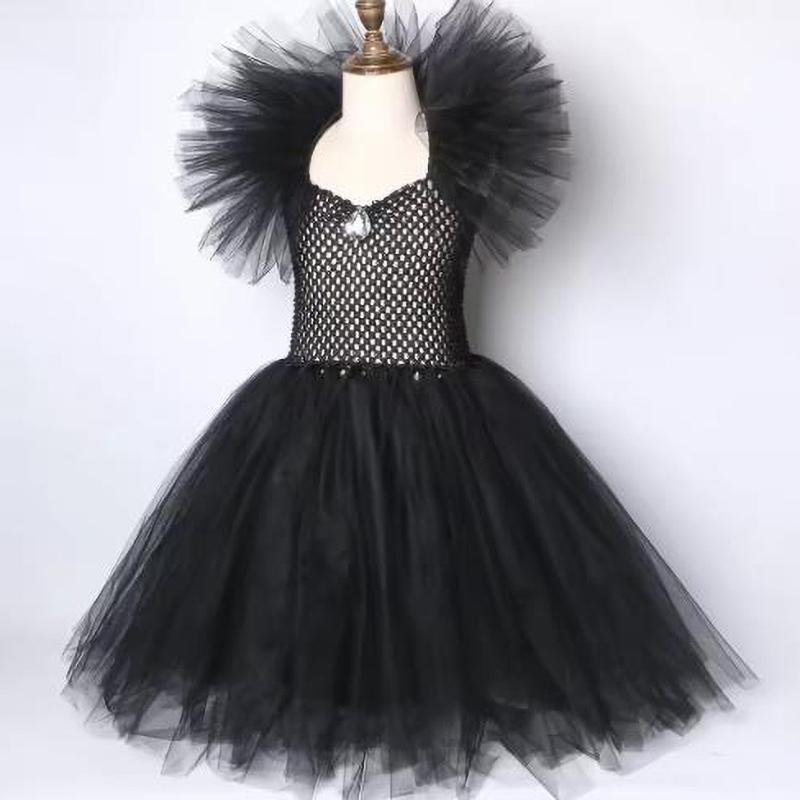 Vestido Tutu Malvado para Meninas Cosplay Escuro Fantasia de Natal Halloween Infantil Chique