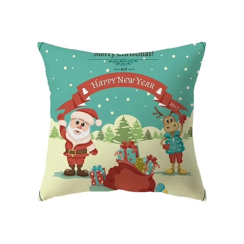 

Милый мультяшный Санта Клаус Счастливого Рождества Принт Наволочка Декоративная наволочка для дивана в гостиную 66x66cm