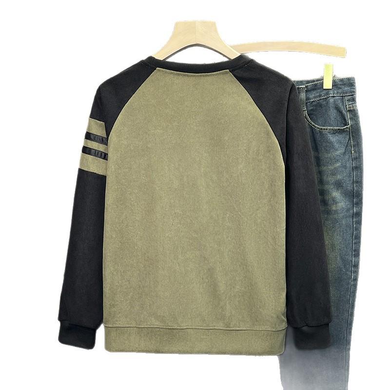 Crew Neck Pullover Long-sleeved T-shirt Sweater Texture Bottoming Shirt Hong Kong Style Light Luxury 2026 Men's New Waffle