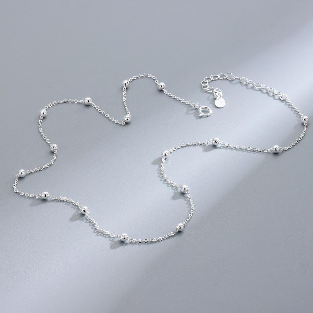 S925 Sterling Silver Gold Plated Collarbone Chain Round Beads Snake Bone Box Twisted Flower Chain Necklace Fashion Jewelry