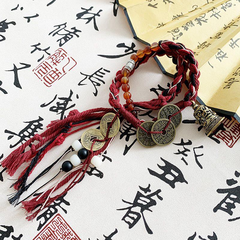 Tibetan-Style Samsara Thangka Bracelet for Girls - Handcrafted Braided Rope Hand String Accessories 10cm