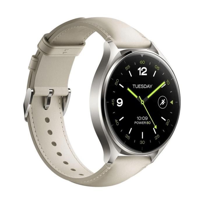 Montre intelligente - xiaomi - watch 2 - gris - bracelet en cuir blanc - étanche