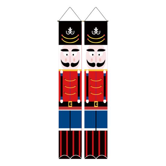 1 Pair with Lanyard Walnut Soldier Banner Reusable Unique Nutcracker