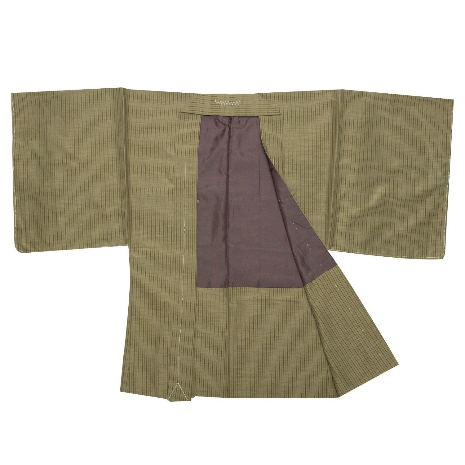 

Стирающееся полосатое японское [KYOETSU] кимоно, чехол, узор, одежда, мужская (С, Коричневый)