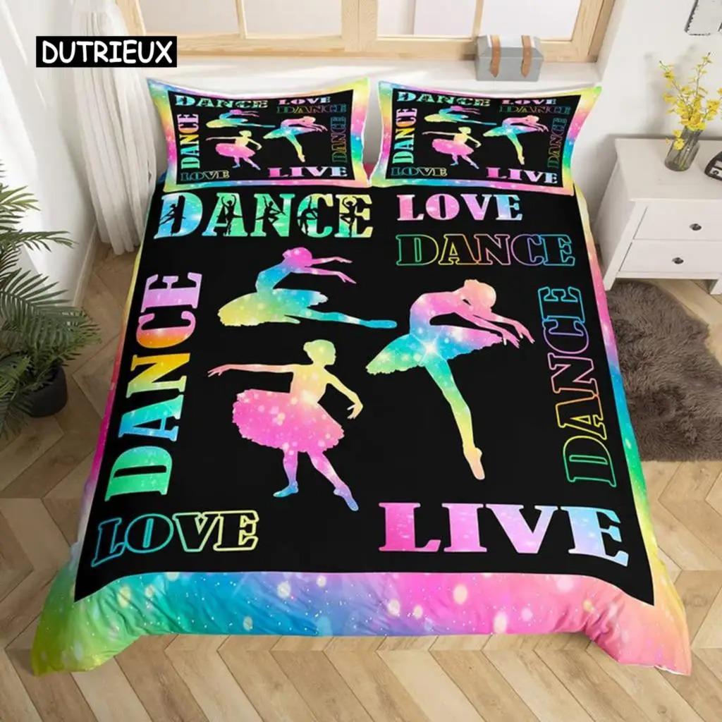 Ballett Bettwäsche Set Liebe Gymnastik Bettwäsche Set Polyester Tänzer Musikalische Decke Abdeckung