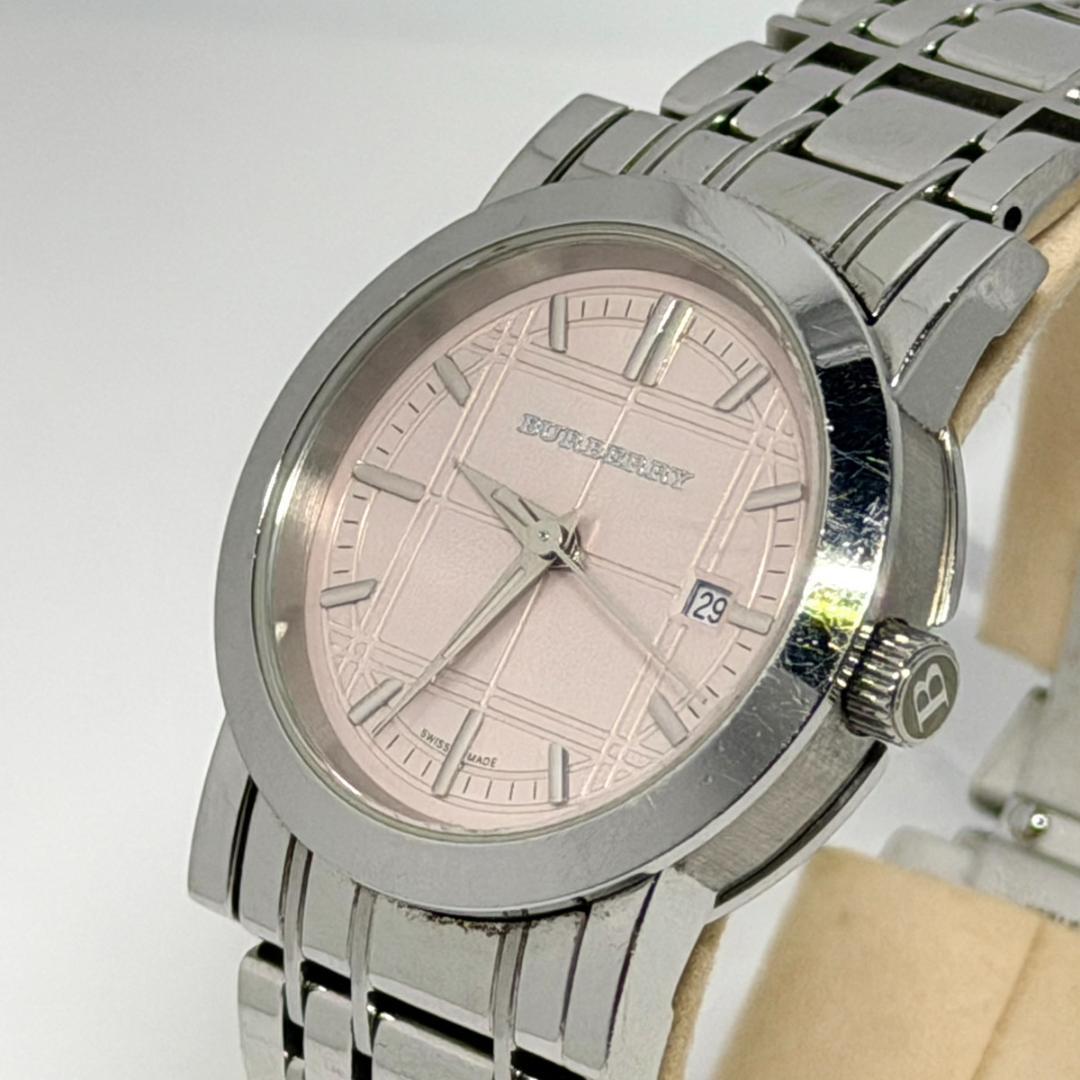 Used Burberry BU1363 Heritage Nova Check Pink Dial Date