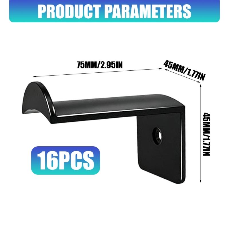 Wall-Mounted Hat Hanger Set with 16 ABS Holders and L-Profile Design for Cap Storage In Closets, Entryways and Bedrooms