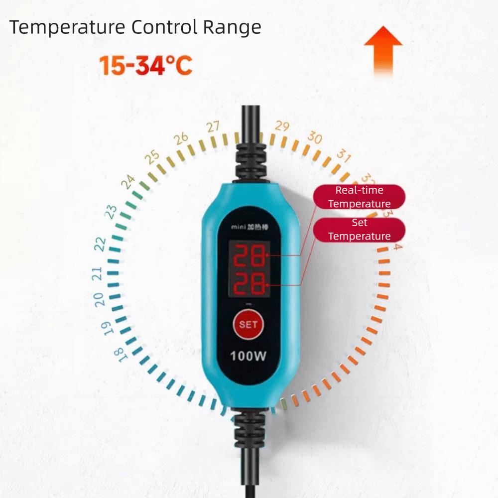 LCD Display Aquarium Submersible Heater 15-34°C Mini Aquarium Heater Water Heating Rod  Aquarium