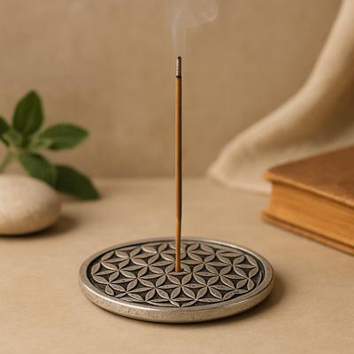 Incense Holder Flower of Life Aluminium 11cm