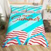 Hello Summer Duvet Cover Set Watercolor Watermelon Fruits Bedding Set Summer Holiday Theme Blue Rustic Cabin Comforter Cover