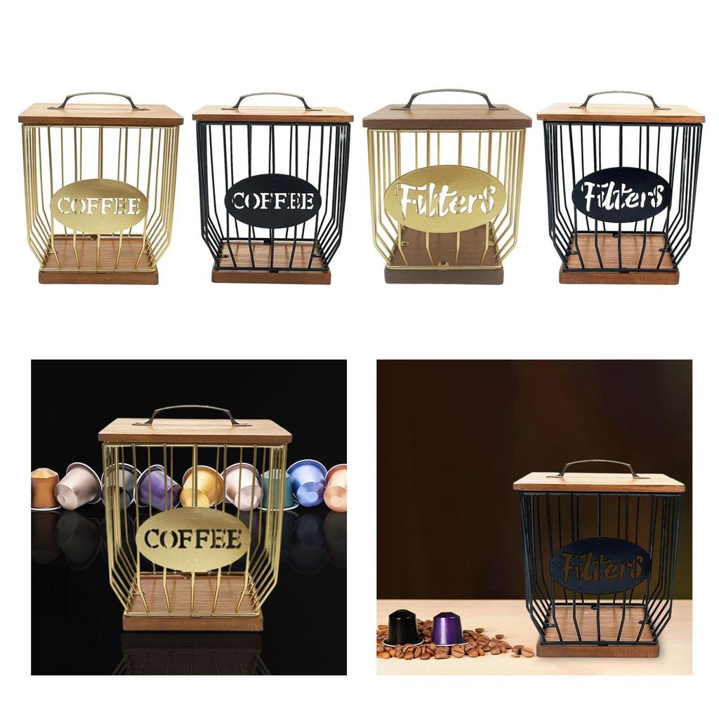 Coffee Pod Holder, Coffee Pod Basket Organizer Cup with Lid ,Metal Coffee