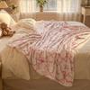 Watercolor Pink Bow Flannel Throw Blanket Aesthetic Coquette Ribbon Pattern Soft Lightweight Sofa Blanket