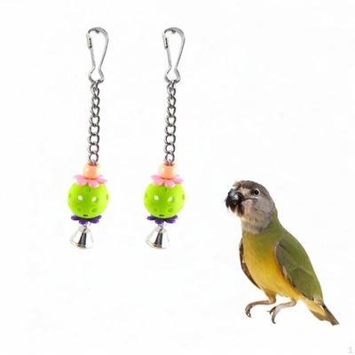 2 Pieces Pet Bird Toys Conure Funny Cage Colorful Birds Balls with Bell for Lovebird
