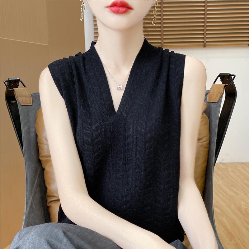 Dámská kašmírová vesta Qinghe kašmír 50% vlna 50% hedvábí Dámská podzimní a zimní kašmírová vesta měkká a hřejivá