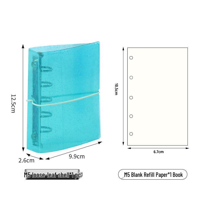 Macaron Candy Color M5 Mini Loose-Leaf Notebook - Korean Style Transparent PVC Shell with Five Holes, Portable and Stylish.