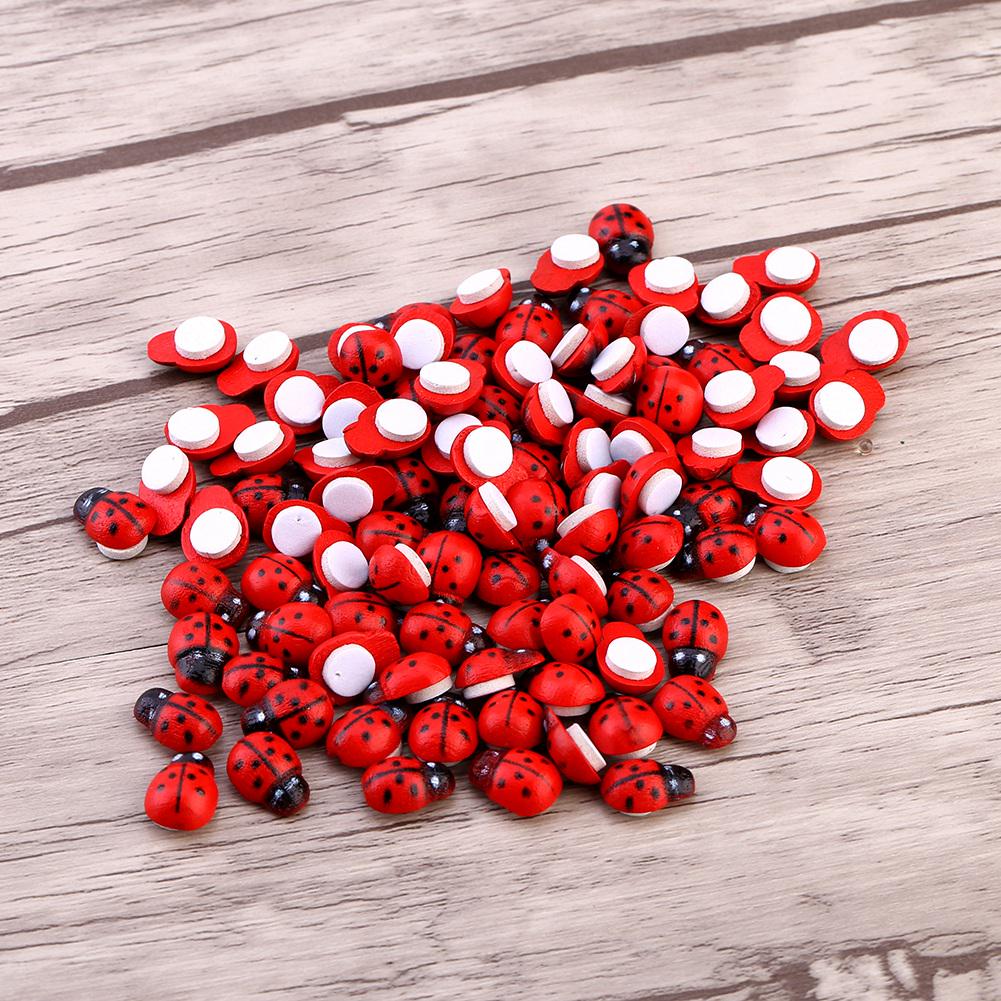 100 pezzi/sacchetto animale coccinella in legno spugna decorazione della casa adesivo da parete artigianato per bambini bambini