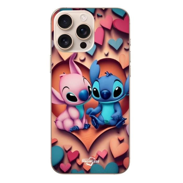 Iphone 16 Pro Stitch Angel Colorful Heart Case Maniacase