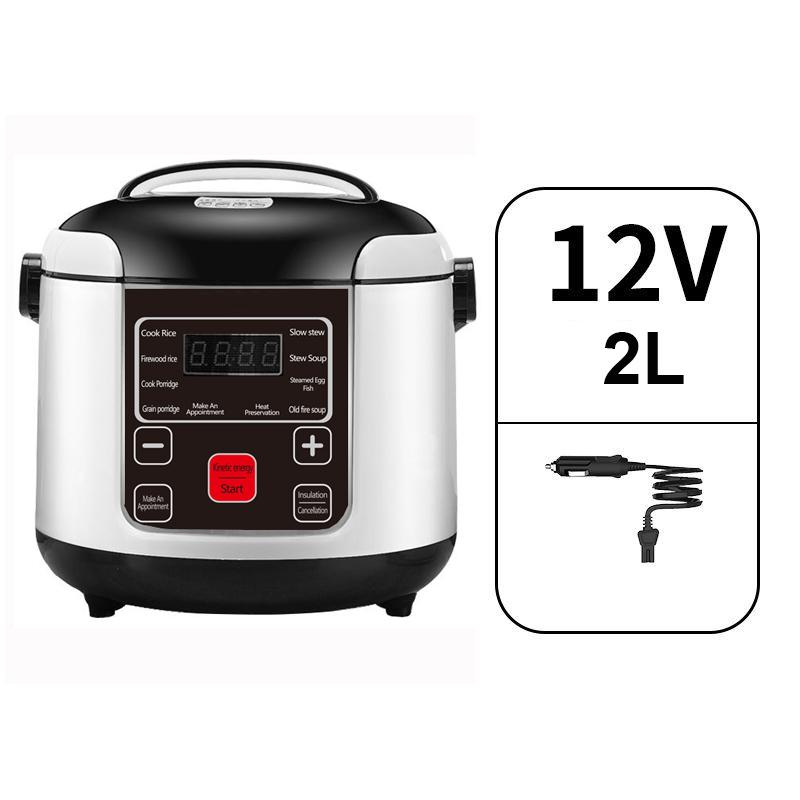 Portable Car Rice Cooker 2L Electric Truck Multi-Cooker Soup Porridge Cooking Food Steamer Electric Lunch Box 12V or 24V 12V-2L English