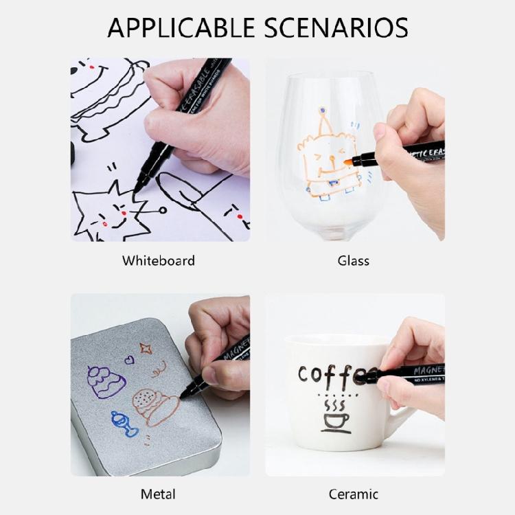 8 Pcs Whiteboard Markers Dry Wipe Pen Magnetic Dry Erases Marker Whiteboard Pen Foil Pen School Supplies