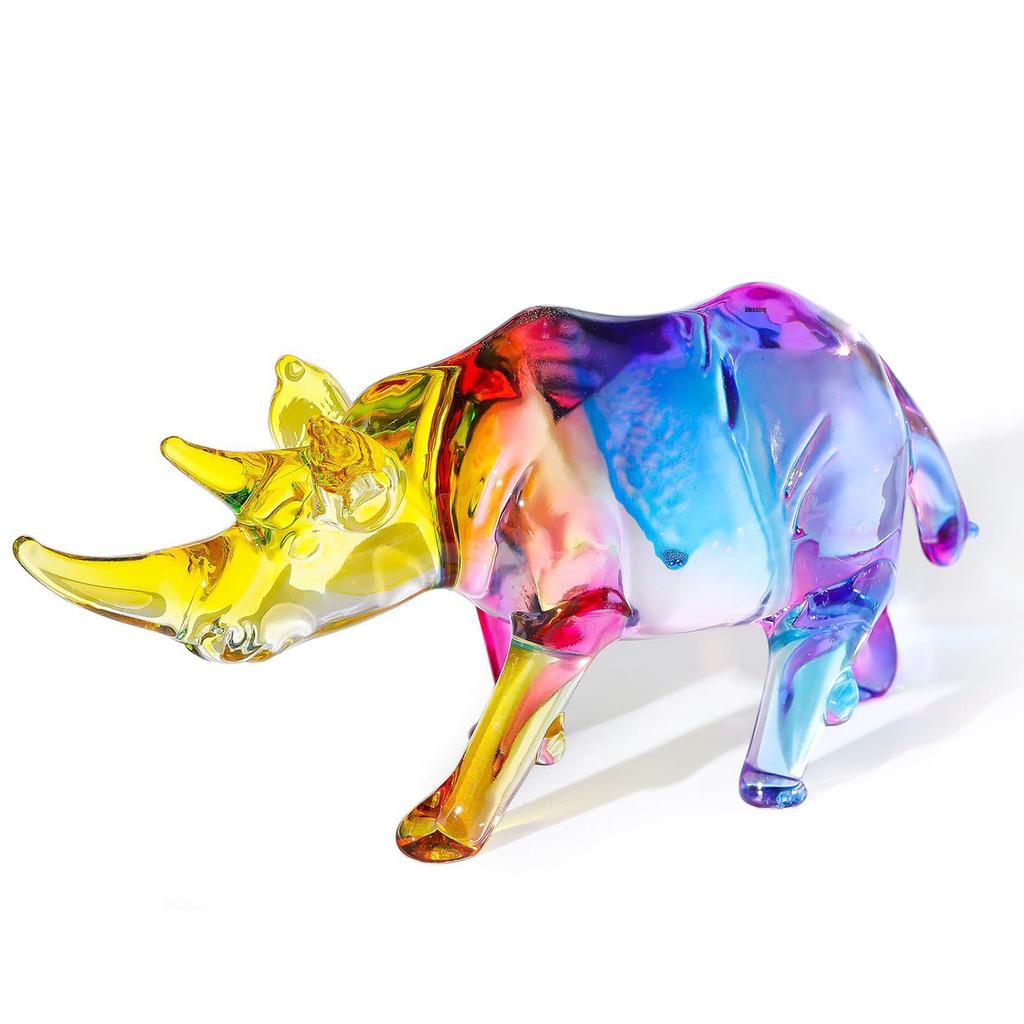 Crystal Rhinoceros Ornament: Home & Office Decoration for Wealth and Prosperity
