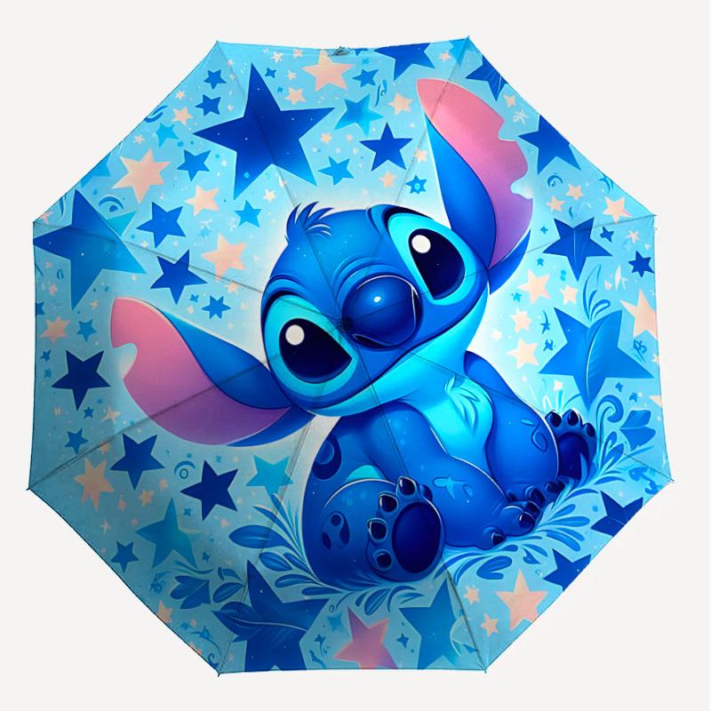 1pz Ombrello Stitch stelle-8 Stecche Rinforzate, Apertura Automatica, Leggero e Resistente, Carino Accessorio Fashion per Esterno, Spiaggia o Uso Casual, Ombrello da Spiaggia