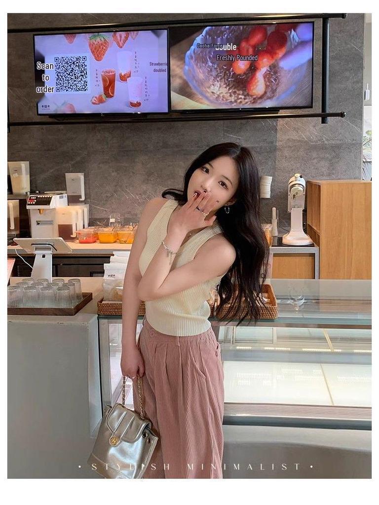 Women's Striped Knit Tank Top - 2024 Summer Slimming Style